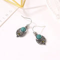Bohemian Style Teal Turquoise Pendant Ear Jewelry Dubai UAE vintage openwork carved earrings for women boho fashion accessories