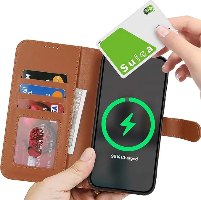 ZHUSE Leather Wallet Wireless Power Bank Dubai UAE premium leather wallet with built in wireless power bank for smartphones travel and everyday carry
