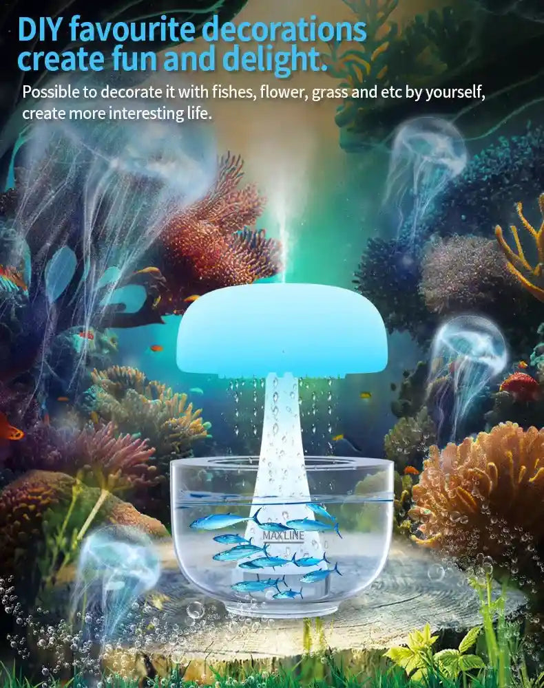 Jellyfish Raindrop Aroma Humidifier with LED Light Dubai UAE ultrasonic aroma diffuser with jellyfish raindrop effect LED night light and home humidifier