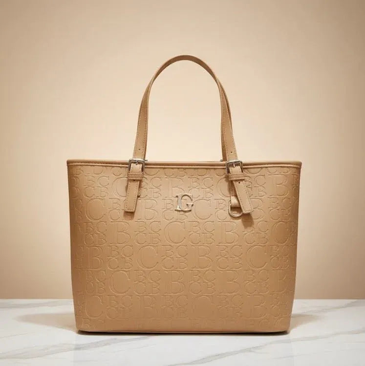 BC Monogram Structured Tote Handbag Dubai UAE elegant women's tote bag with monogram design for work shopping and everyday style