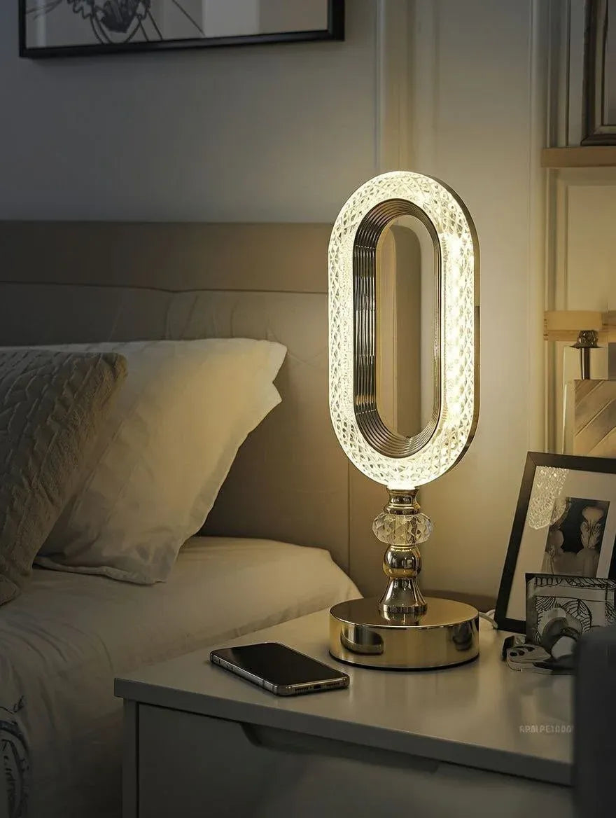 AuraCrystal Rechargeable LED Table Lamp with Touch Control & 3 Light Modes | Emirasouq