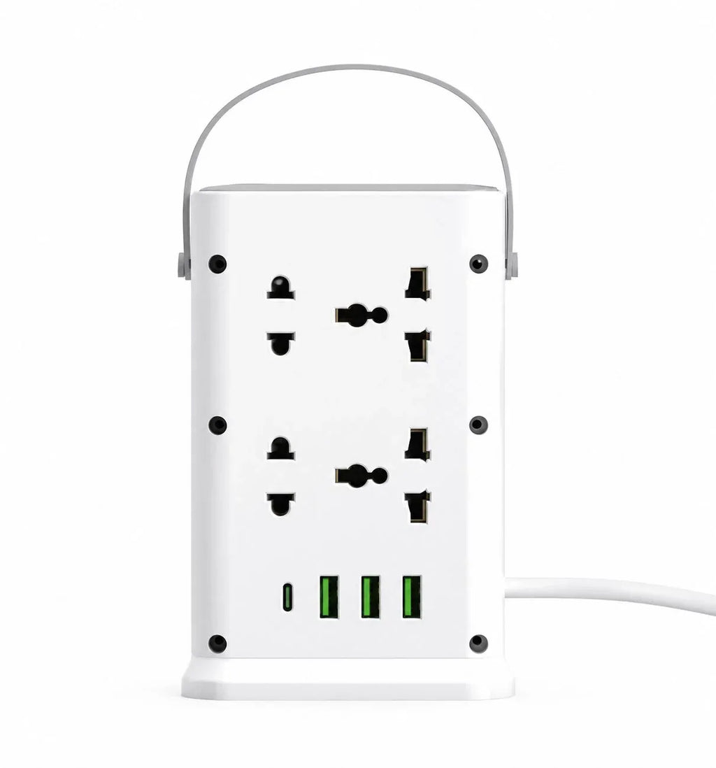 8POWER Safety Power Tower 2500W with USB and Type C Dubai UAE multi socket power tower with USB ports Type C fast charging and surge protection