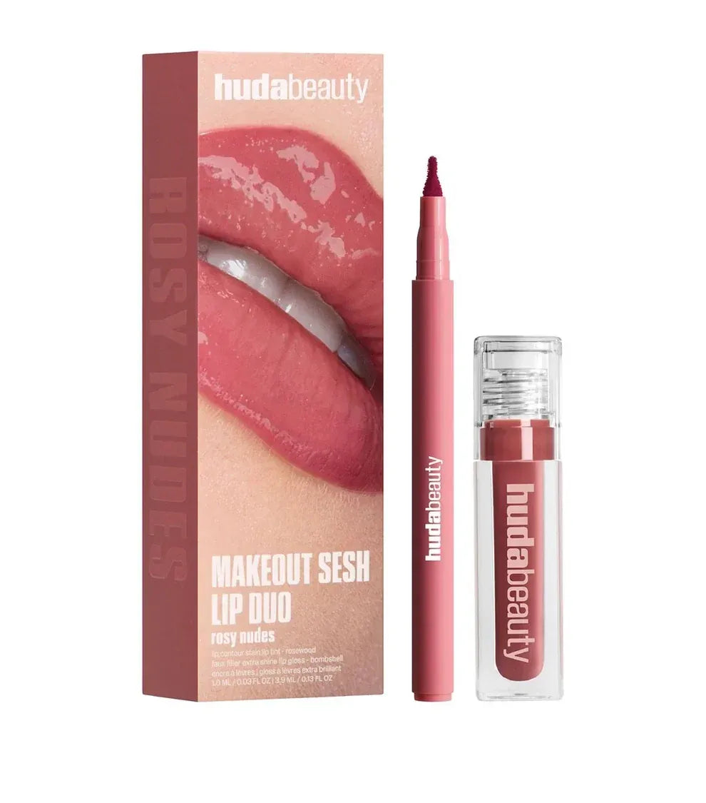 Huda Beauty Makeout Sesh Lip Duo Set Dubai UAE premium lip duo set with matching lip color essentials for smooth beautiful everyday makeup