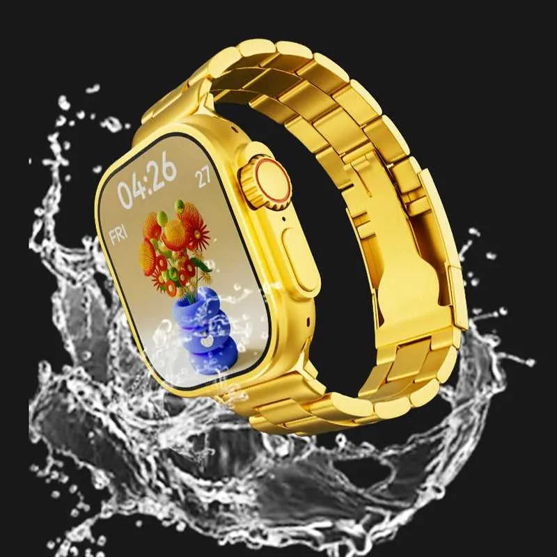 Gold Ultra Smart Watch with Premium Metal Strap & HD Touch Display | Emirasouq