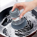 Soap Dispensing Pot Cleaning Brush with Replaceable Head Dubai UAE kitchen cleaning brush with built in soap dispenser replaceable scrub head for pots pans and dishes