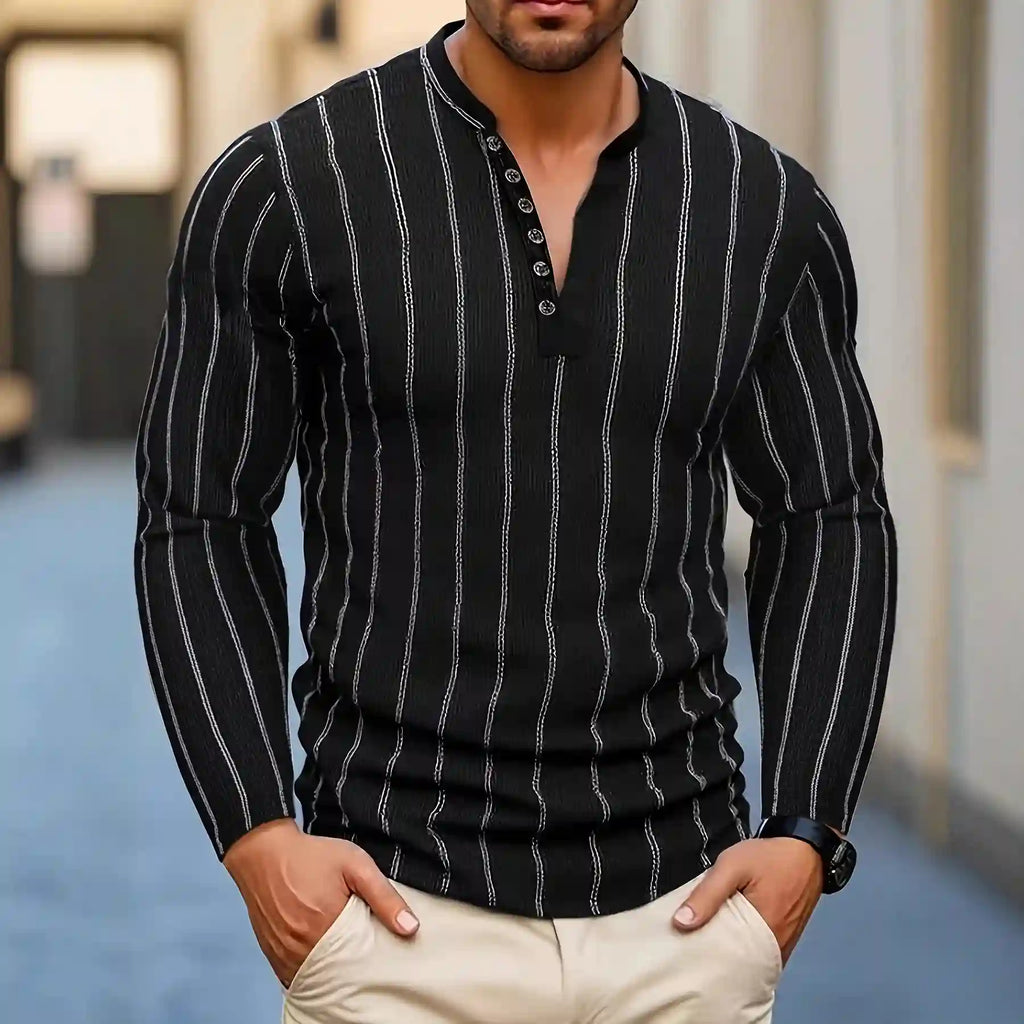 Black Striped Slim Fit Long Sleeve Top Dubai UAE women's black striped slim fit long sleeve top for casual wear office outfits and everyday fashion