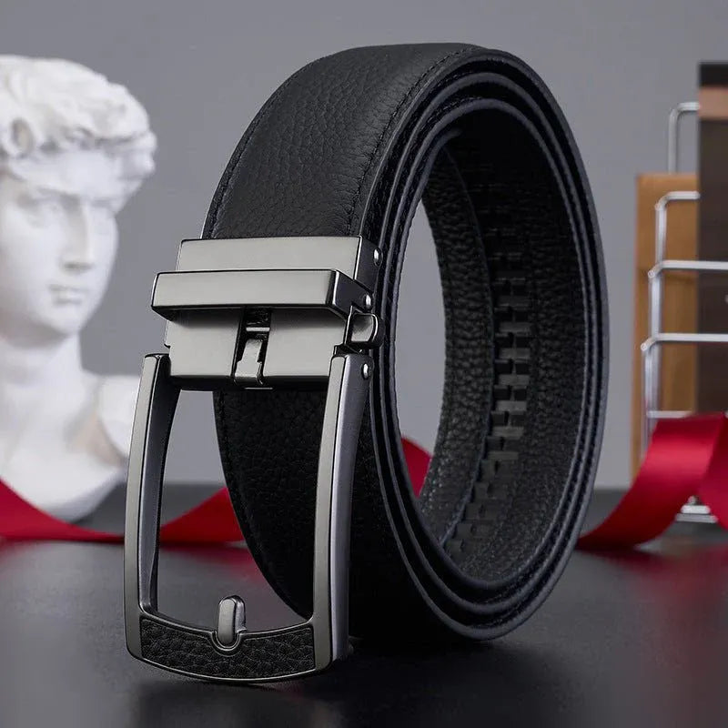 Men's Genuine Leather Automatic Buckle Belt Dubai UAE premium men's leather belt with automatic buckle for business and casual wear