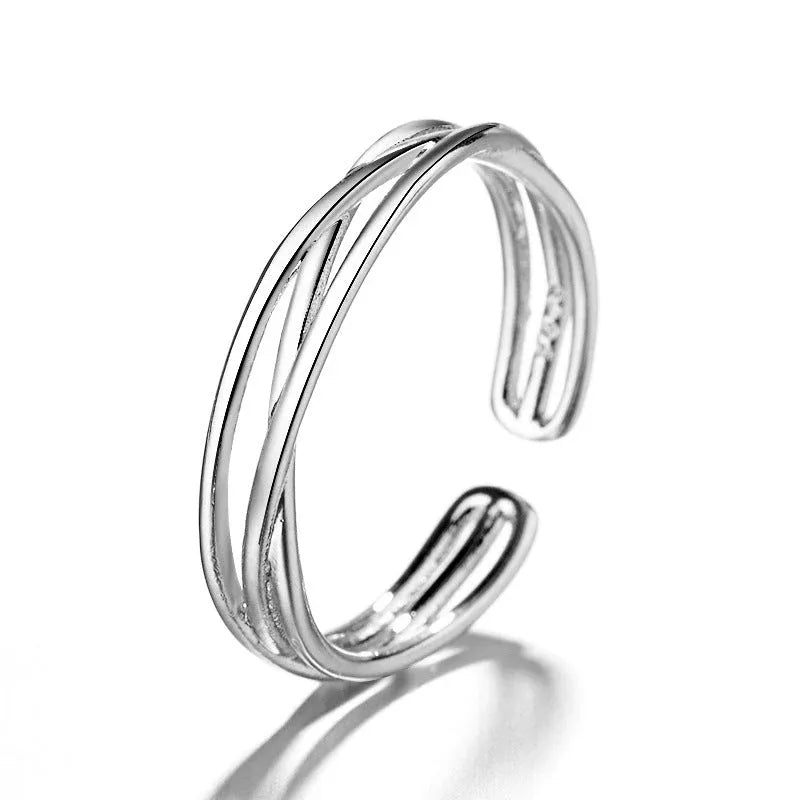 Women's Minimalist Cross Open Adjustable Ring Dubai UAE elegant adjustable ring for women with a modern minimalist design